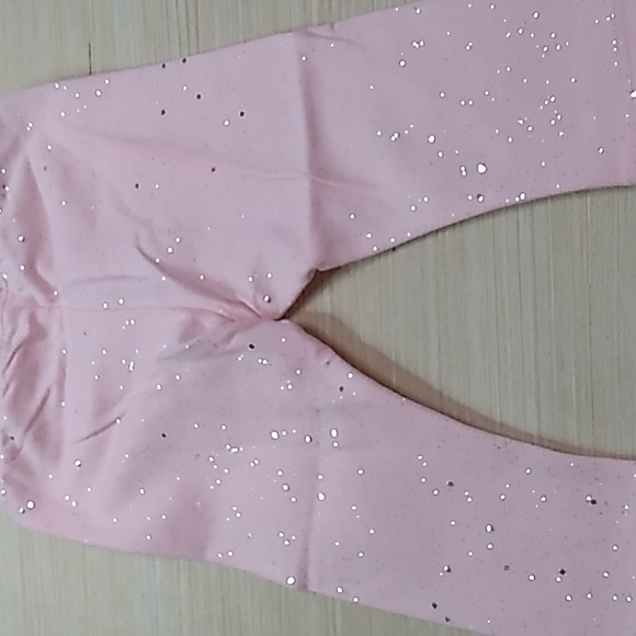 Okie Dokie Girl 3 Month Pink w Chunky Silver Glitter pants 95% Cotton 5% Spandex - Picture 7 of 7
